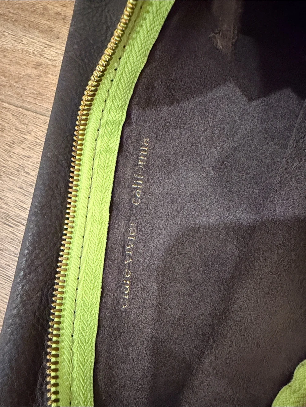 Men's Brown Leather Clutch with Yellow Zipper